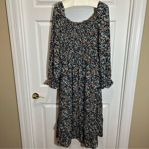 Dokotoo Multicolored Floral Smocked Midi Dress